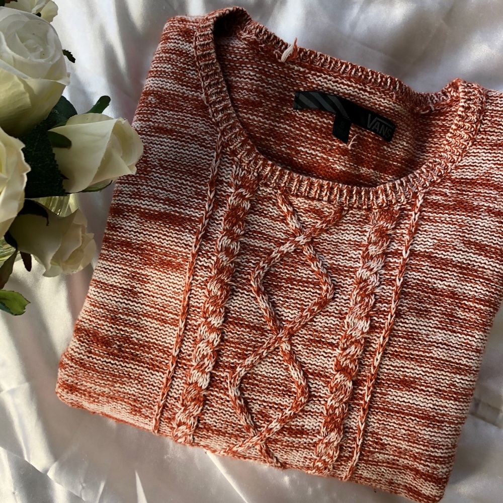 Vans Orange and White Sweater